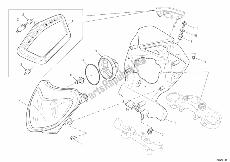 Alle onderdelen voor de Koplamp van de Ducati Hypermotard 1100 EVO USA 2012
